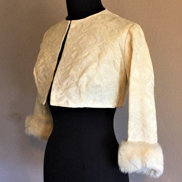 VINTAGE Bolero Jacket with Fur Cuffs - Picture 2 of 10